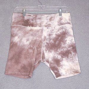 Heartloom Womens Tamara Biker Shorts Beige Tie Dye Stretch High Rise L‎ New